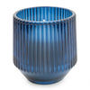 Candlelight Home 9.7CM RIDGED GLASS CANDLE - BLUE - 5% MIDNIGHT POMEGRANATE SCENT (3016-6631)