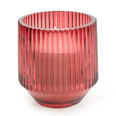 Candlelight Home 9.7CM RIDGED GLASS CANDLE - RED (PANTONE NO 7637C) – 5% POMEGRANATE & CASSIS SCENT (EAM14764/00)