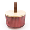 Candlelight Home 9CM RIDGED GLASS CANDLE WITH WOODEN LID - RED (PANTONE NO 7637C) – 5% POMEGRANATE & CASSIS SCENT (EAM14764/00)