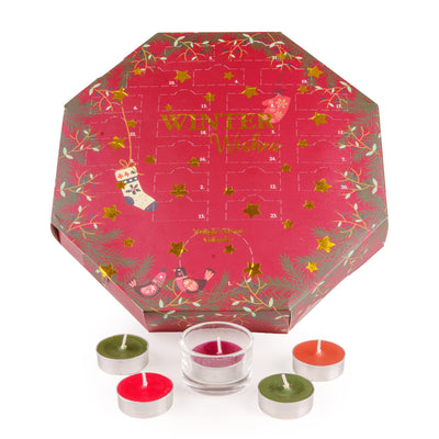 Candlelight Home Advent Calender 24 Tealight Advent Calendar - Winter Wishes 6pk