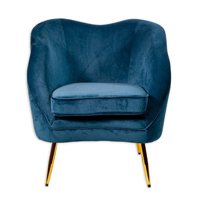 Candlelight Home ARMCHAIR WITH METAL LEGS - BLUE WITH GOLD LEGS 1PK