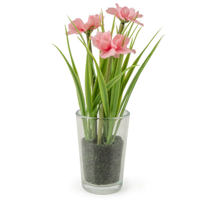 Candlelight Home Artificial Plants 19cm Transvaal Daisy in Glass Vase 6pk