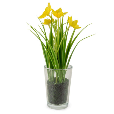 Candlelight Home Artificial Plants 20cm Daffodils in Glass Vase 6pk