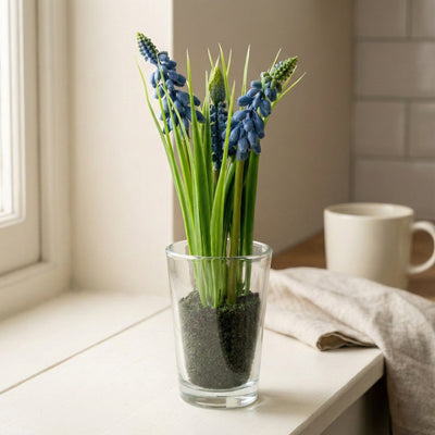 Candlelight Home Artificial Plants 20cm Hyacinthus in Glass Vase 6pk