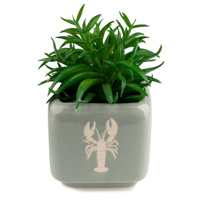 Candlelight Home Artificial Plants Faux Succulent in Lobster Ceramic Pot - Harbour 6pk