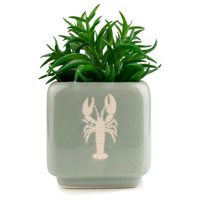 Candlelight Home Artificial Plants Faux Succulent in Lobster Ceramic Pot - Harbour 6pk
