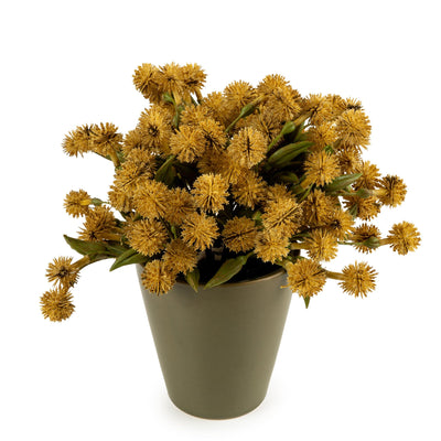 Candlelight Home Artificial Plants & Flowers 20cm Allium Plant in Pot - Yellow  4pk
