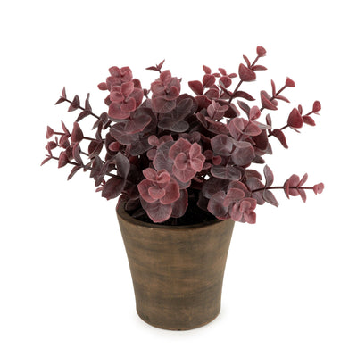 Candlelight Home Artificial Plants & Flowers 23cm Eucalyptus in Pot - Purple 6pk