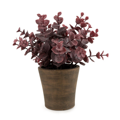 Candlelight Home Artificial Plants & Flowers 23cm Eucalyptus in Pot - Purple 6pk