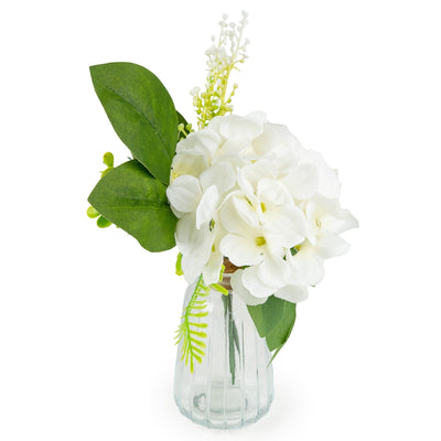 Candlelight Home Artificial Plants & Flowers 25cm White Roses in Glass Vase 6pk