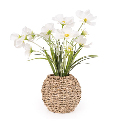 Candlelight Home Artificial Plants & Flowers Artificial Daisy Flowers in Seagrass Pot 6pk