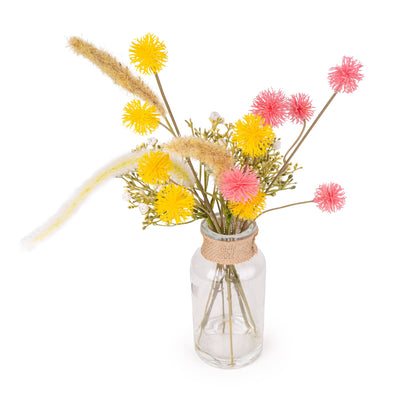 Candlelight Home Artificial Plants & Flowers Artificial Spring Florals in Glass Jar with Twine 6pk