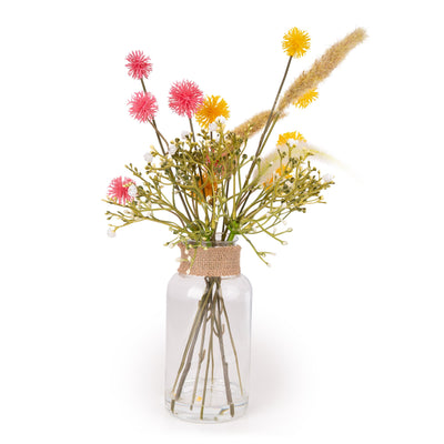 Candlelight Home Artificial Plants & Flowers Artificial Spring Florals in Glass Jar with Twine 6pk