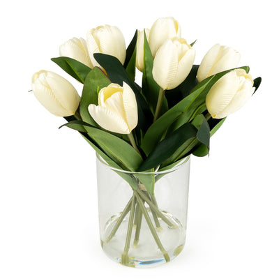 Candlelight Home Artificial Plants & Flowers Bouquet of Tulips in Glass Vase 6pk
