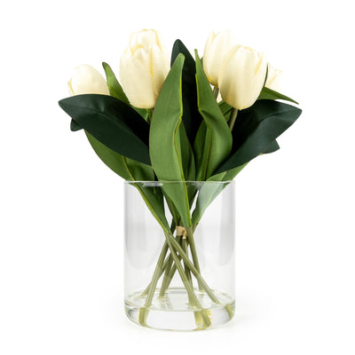 Candlelight Home Artificial Plants & Flowers Bouquet of Tulips in Glass Vase 6pk