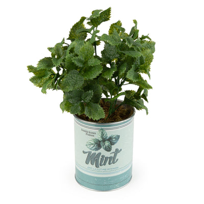 Candlelight Home Artificial Plants & Flowers Faux Mint Plant in Tin Pot 6pk
