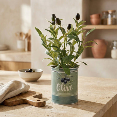 Candlelight Home Artificial Plants & Flowers Faux Olive Plant in Tin Pot 6pk