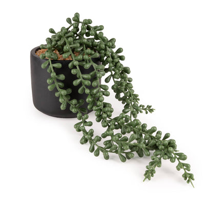 Candlelight Home Artificial Plants & Flowers String of Pearls Faux Plant in Black Ceramic Pot 6pk
