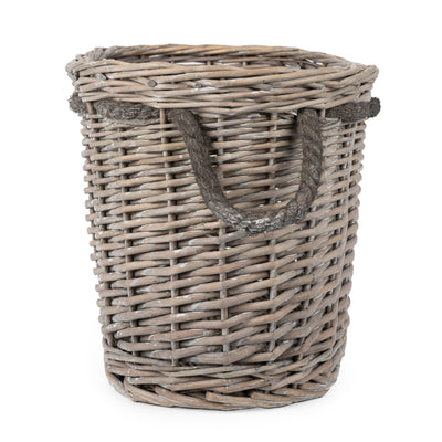 Candlelight Home Basket Set of 2 Oval Log Basket - Grey Wash 1PK