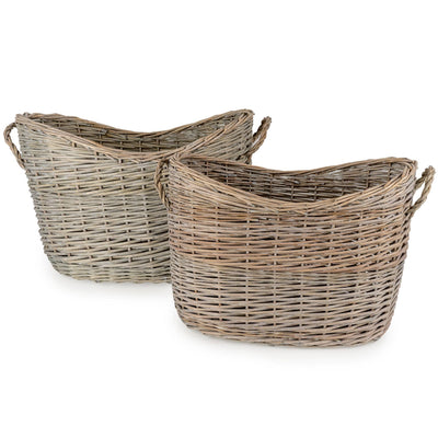 Candlelight Home Basket Set of 2 Oval Scoop Basket - Grey Wash 1PK