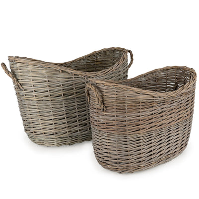 Candlelight Home Basket Set of 2 Oval Scoop Basket - Grey Wash 1PK