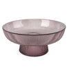 Candlelight Home Bowls 20cm Ridged Glass Pedestal Bowl - Plum 1PK