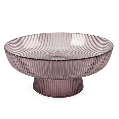 Candlelight Home Bowls 20cm Ridged Glass Pedestal Bowl - Plum 1PK