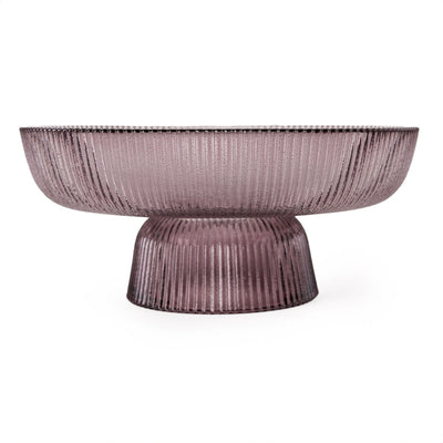 Candlelight Home Bowls 20cm Ridged Glass Pedestal Bowl - Plum 1PK