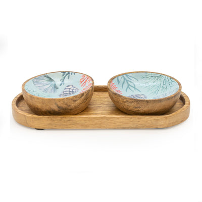 Candlelight Home Bowls Set of 2 Small Mango Wood Dipping Bowls - Coastal Shores 4PK