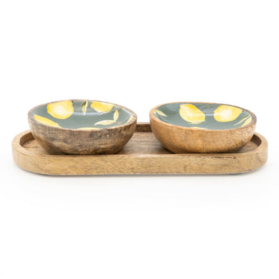 Candlelight Home Bowls Set of 2 Small Mango Wood Dipping Bowls - Sicilian Orchard 4PK