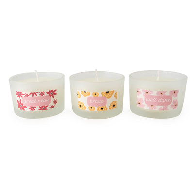 Candlelight Home Boxed Candles Set of 3 Candle Gift Set Congratulations - Floral White 4PK