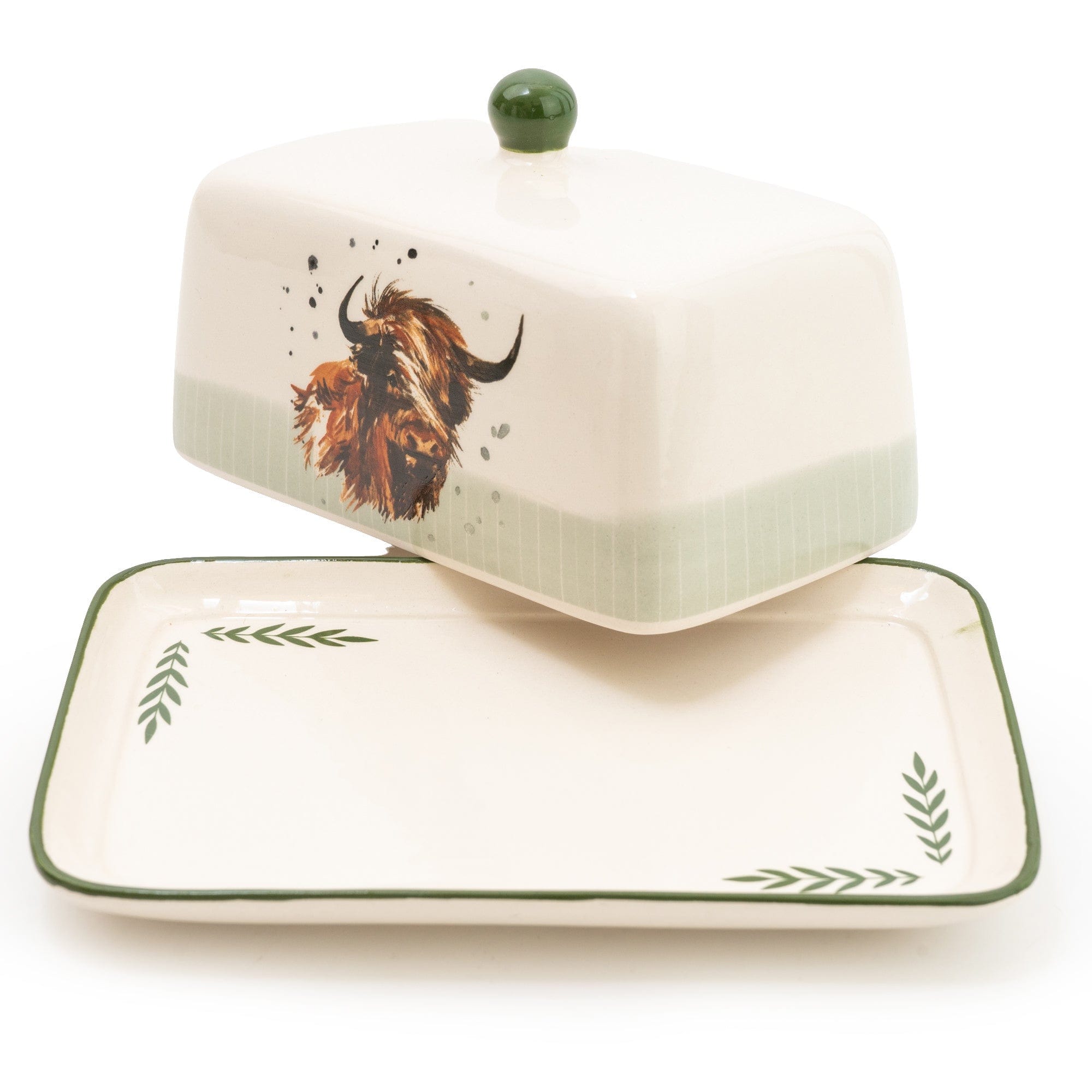 Ceramic Butter Dish Highland Cow 2PK Candlelight Home