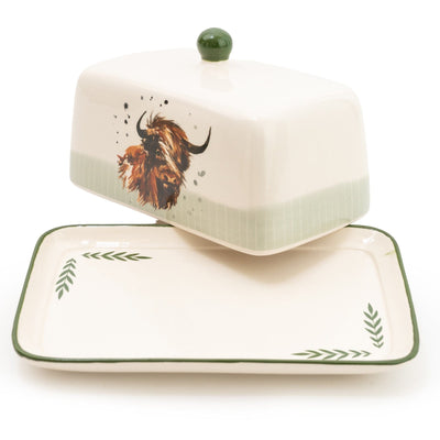 Candlelight Home BUTTER DISH HIGHLAND COW - AMENDED