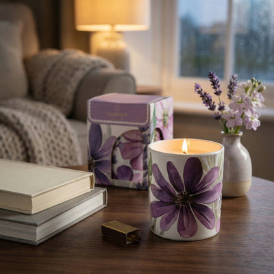 Candlelight Home candle Candle - Purple Flowers 8pk
