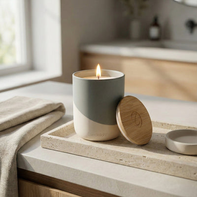 Candlelight Home candle Candle with Bamboo Lid - Dipped Blue 6pk