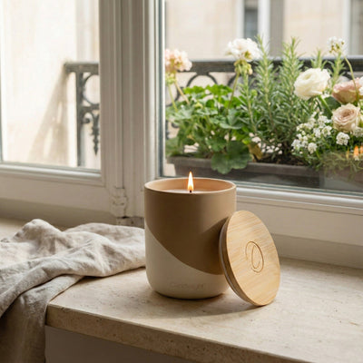 Candlelight Home candle Candle with Bamboo Lid - Dipped Taupe 6pk
