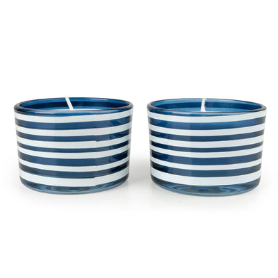Candlelight Home Candle Gift Sets Jeff Banks Set of 2 Candle - Jacquard Stripes Blue 6pk