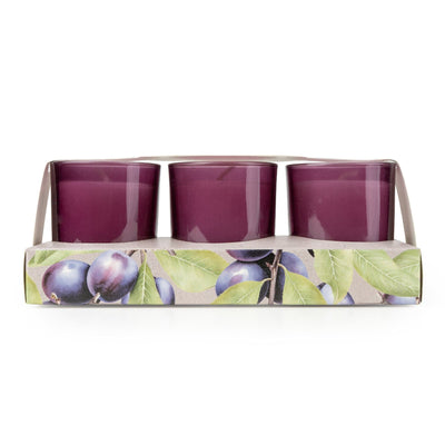 Candlelight Home Candle Gift Sets Set of 3 Votive Candles - Damson & Patchouli Flower 6pk