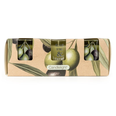 Candlelight Home Candle Gift Sets Set of 3 Votive Candles - Olive Vine & Thyme 6pk