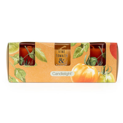 Candlelight Home Candle Gift Sets Set of 3 Votive Candles - Vine Tomato & Cedarwood 6pk