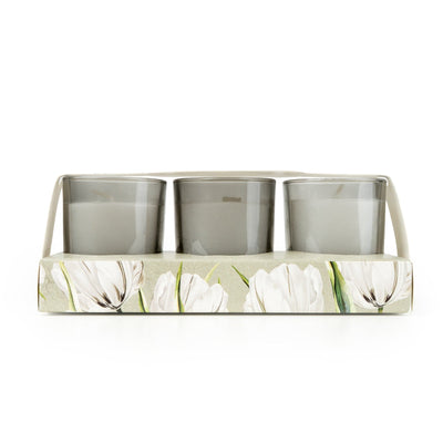 Candlelight Home Candle Gift Sets Set of 3 Votive Candles - White Tulip & Bergamot 6pk