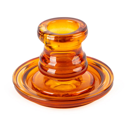 Candlelight Home Candle Holders 10cm Glass Candlestick - Amber 6PK