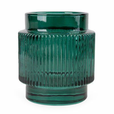 Candlelight Home Candle Holders Embossed Glass Candleholder - Green 6PK