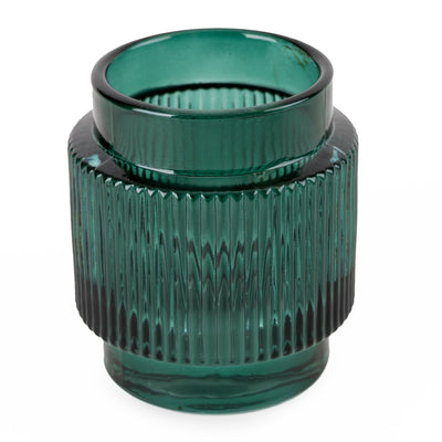 Candlelight Home Candle Holders Embossed Glass Candleholder - Green 6PK