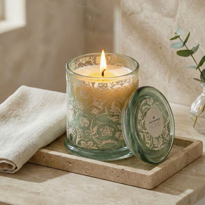 Candlelight Home candle Jeff Banks Large Lidded Candle Jar - Jacquard Sage Green 6pk