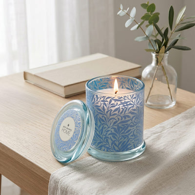 Candlelight Home candle Jeff Banks Large Lidded Candle Jar - Leafy Trellis Blue 6pk