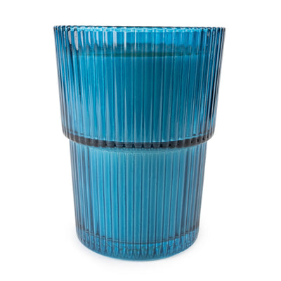 Candlelight Home candle Large Ridged Glass Candle - Garden Blooms Blue 6PK