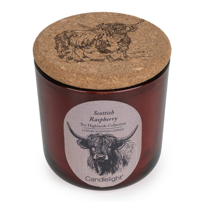 Candlelight Home candle Medium Glass Jar with Cork Lid - Scottish Raspberry 6pk