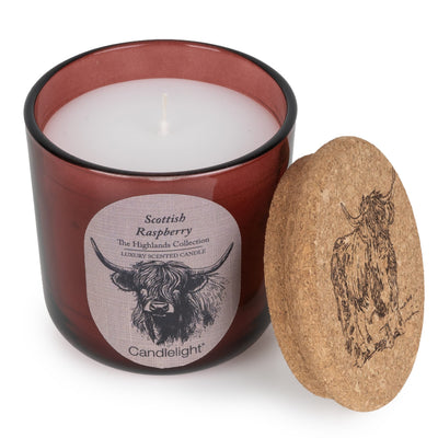 Candlelight Home candle Medium Glass Jar with Cork Lid - Scottish Raspberry 6pk