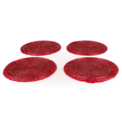 Candlelight Home Coasters 4 Beaded Coasters - Red HoHoHo 6pk